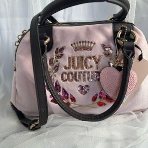 Juicy Couture Pink Satchel with Black Trim